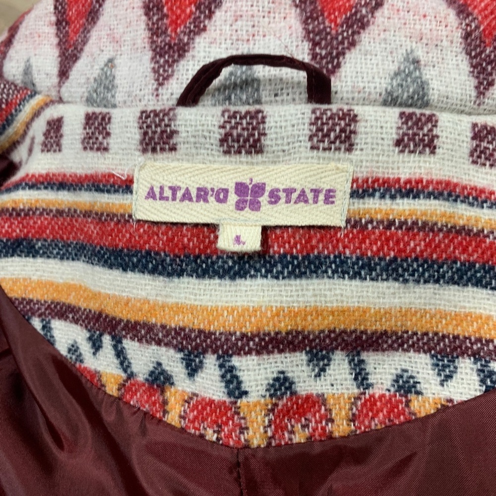 Altar'd State Coat Western Boho Wool Blend Long Line Tribal - Picture 9 of 12